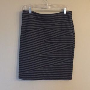 Asymmetrical striped pencil skirt